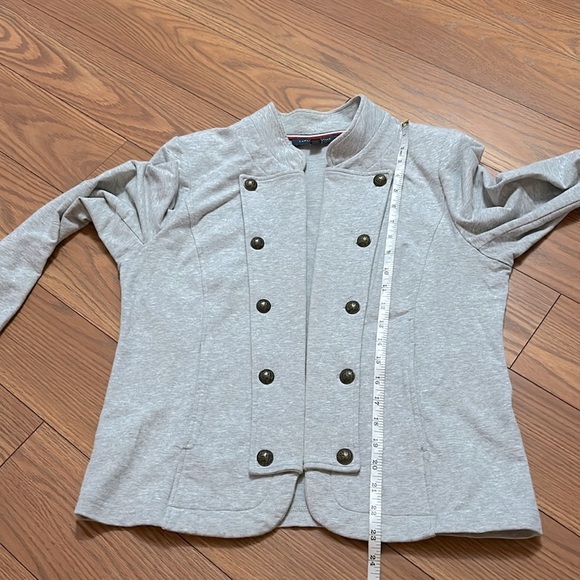 Tommy Hilfiger woman’s gray military band cotton jacket brass style buttons szL - Picture 13 of 15